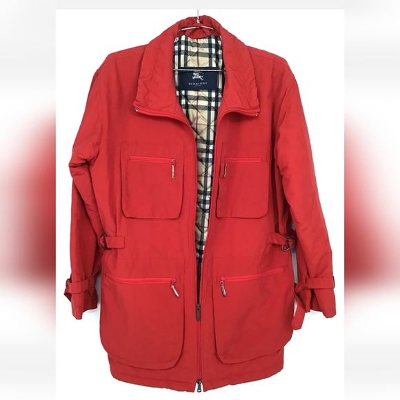 Burberry RedQuiltedOversized Jacket , XS, EUC